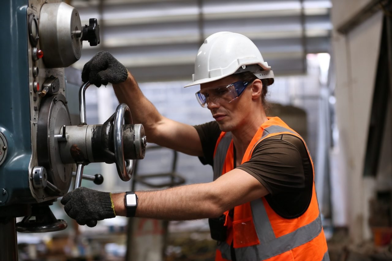 Industrial Factory Employee Working In Metal Manufacturing Industry